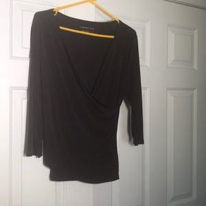Coldwater Creek V Neck, 3/4 Sleeve Brown Blouse